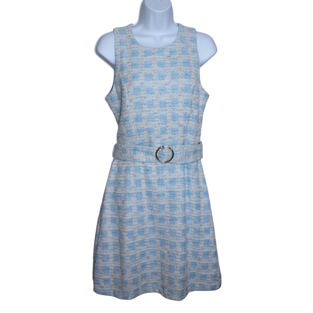 Zarr Collection Blue Tweed Mini Dress Size 6